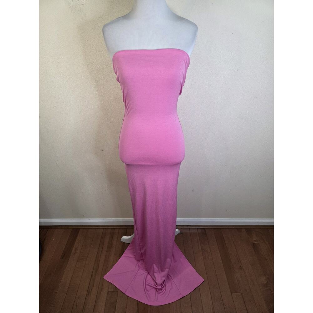 Naked Wardrobe Size Medium Strapless Long Pink Maxi Dress Stretch NWT